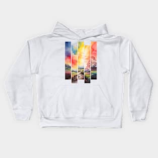 watercolor scenery Kids Hoodie